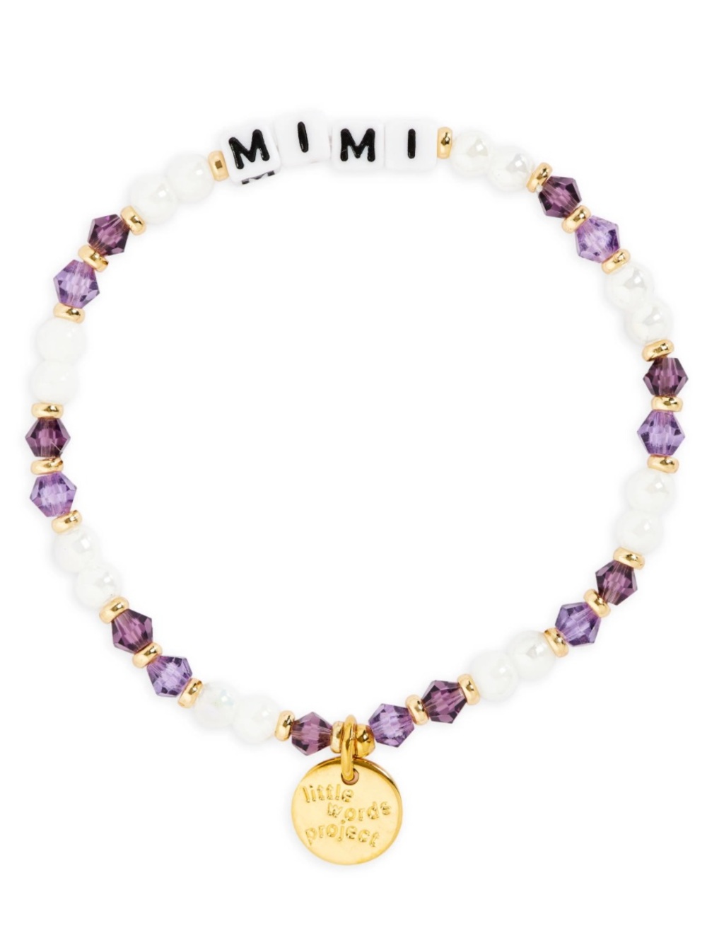 NWT Little Words Project MIMI Purple Crystal Stretch Beaded Bracelet NEW